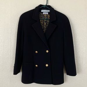 VTG Christopher Kent by Schrader Black Wool Made in Italy Pea Coat, 4